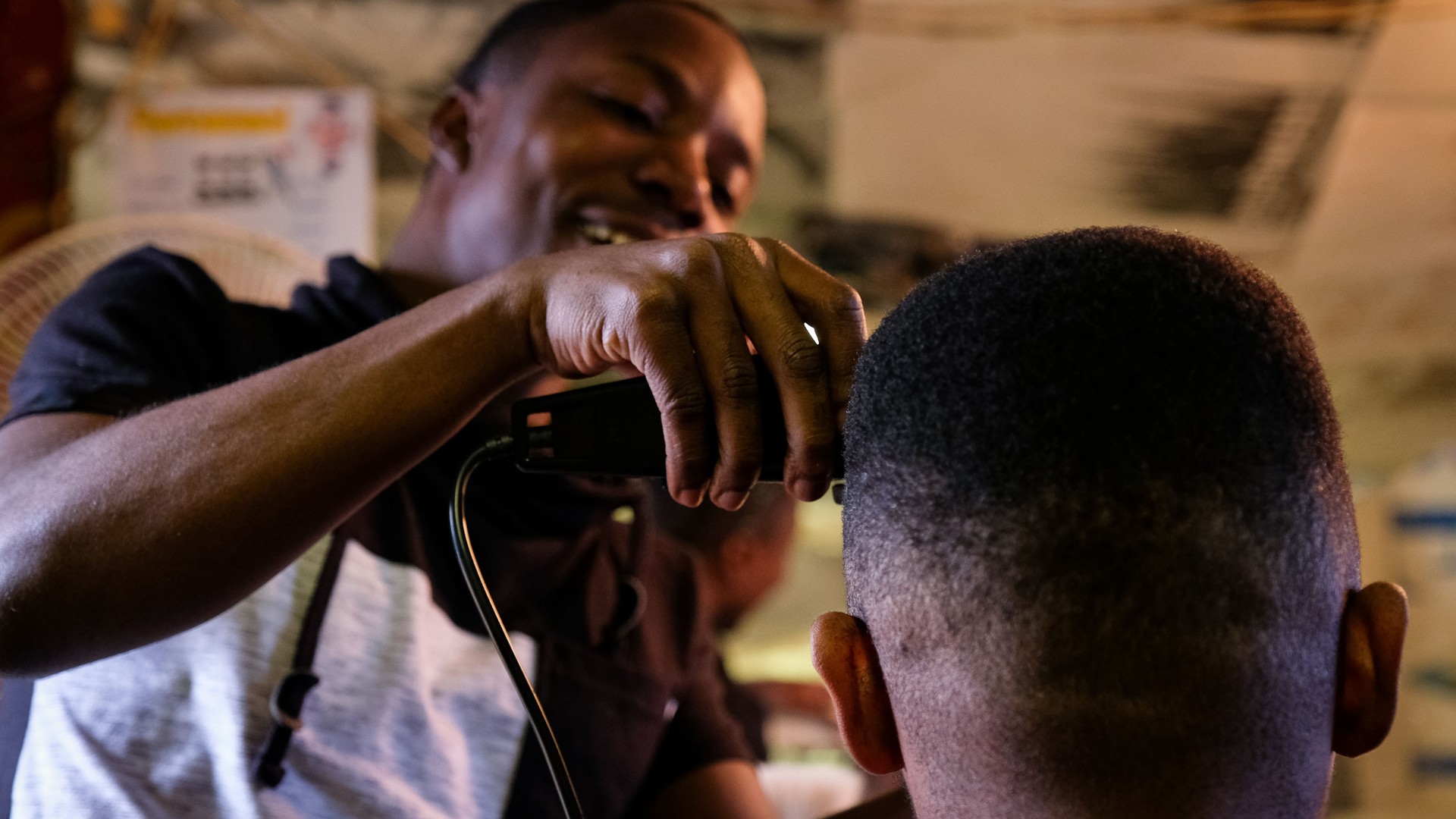 Barber shaving hair